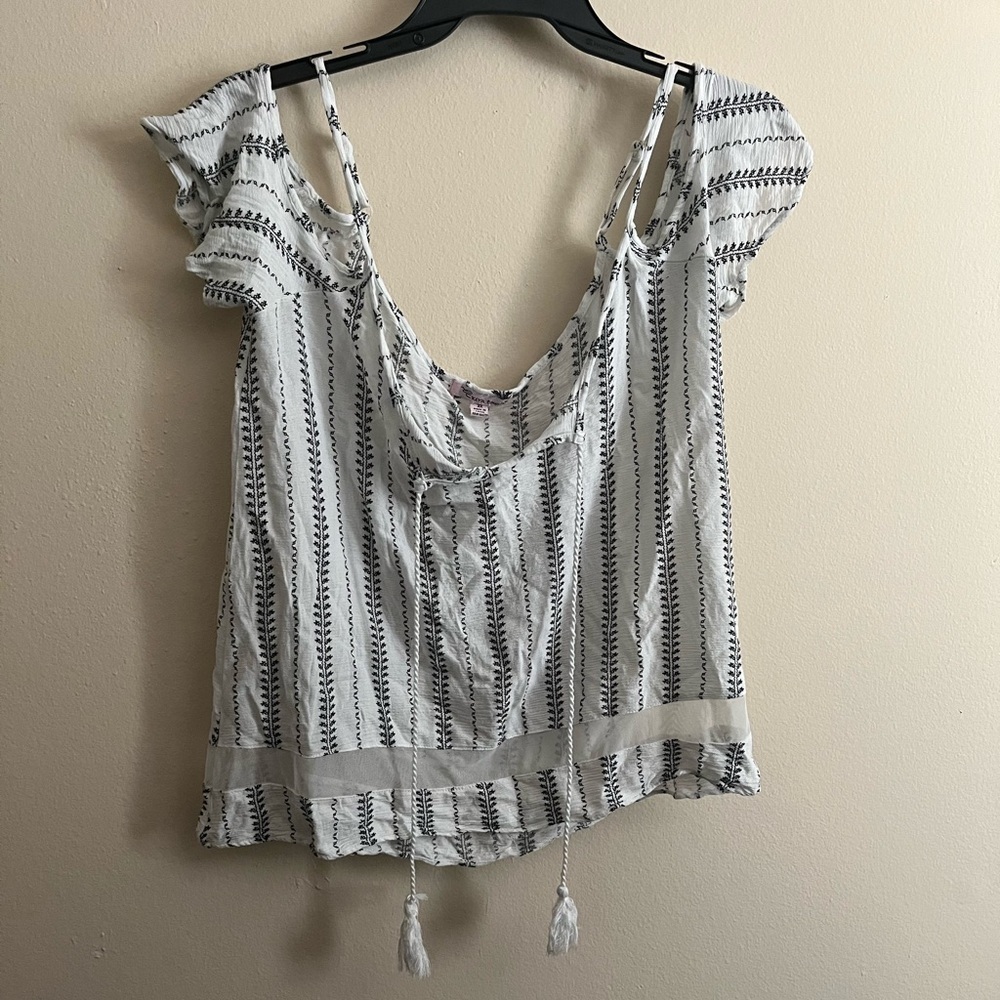 Cold Shoulder Tassel Top